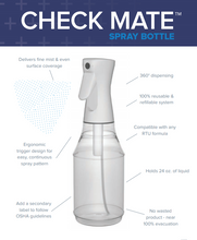 Load image into Gallery viewer, Check Mate Spray Bottle continuous 360 degree Fine Mist Spray 6/24oz case